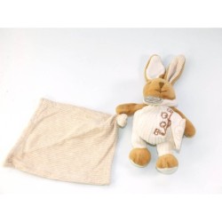 Doudou et Compagnie Lapin Bio Mouchoir blanc marron beige 18 cm (21504)