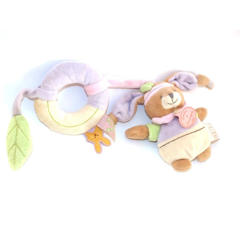 Doudou et Compagnie Lapin Lila Hochet DC2632 mauve blanc vert (18756)