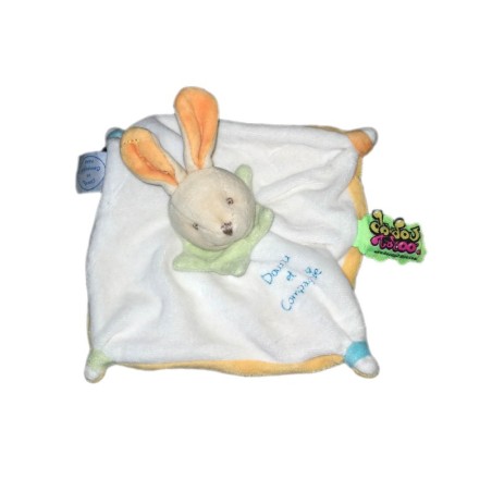 DOUDOU ET COMPAGNIE Mini doudou Acidulé Lapin blanc vert orange 15 cm Tatoo (21488)