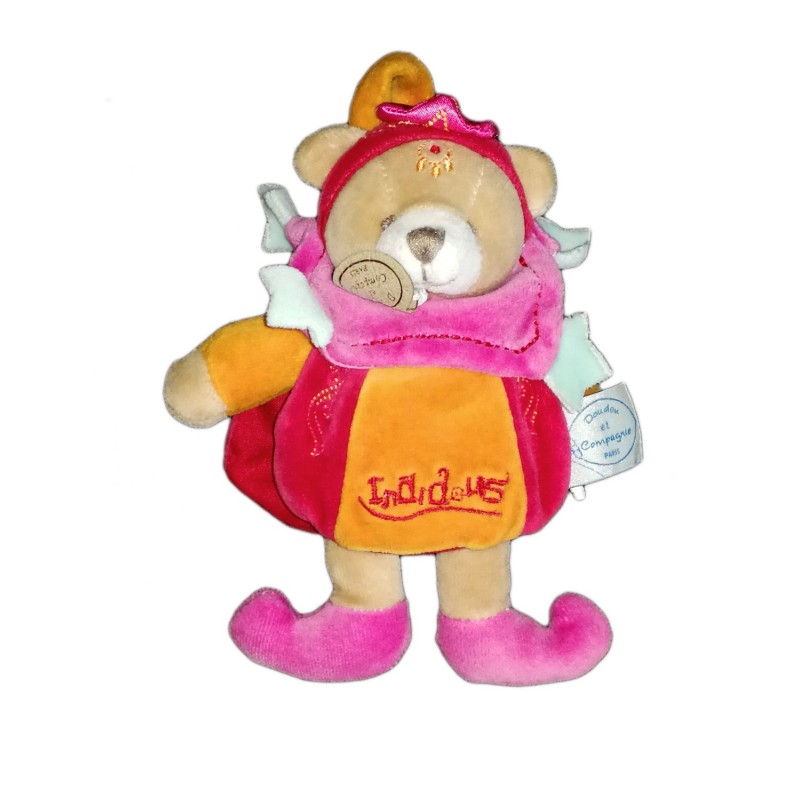 Doudou et Compagnie Ours orange rouge Princesse Indidous Cape 18 cm (21245)