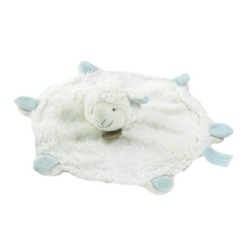 Doudou et Compagnie - Agneau mouton blanc bleu plat rond Mon Tout Petit DC2427 (18928)