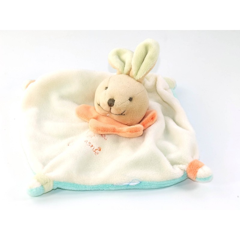Mini DOUDOU ET COMPAGNIE Acidule Lapin blanc bleu vert orange 15 cm (21512)