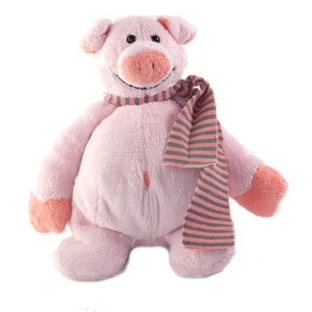 LASCAR Doudou peluche Cochon rose Echarpe rayures 25 cm (25774)