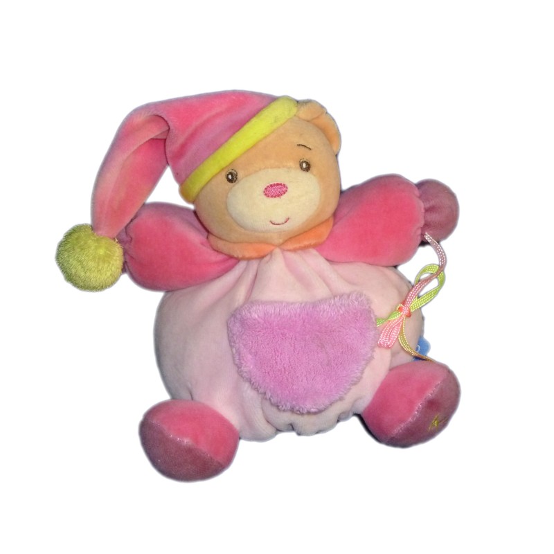 KALOO - Doudou OURS boule rose Pop Miroir 18 cm (12591)