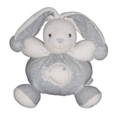 Doudou Lapin Kaloo gris blanc poisson 16 cm (22083)