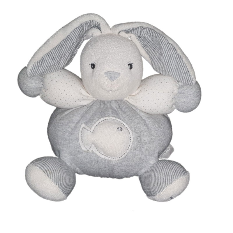 Doudou Lapin Kaloo gris blanc poisson 16 cm (22083)