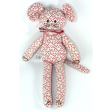 Doudou Souris blanc pois rouge oiseau 26 cm PETIT BATEAU (23134)