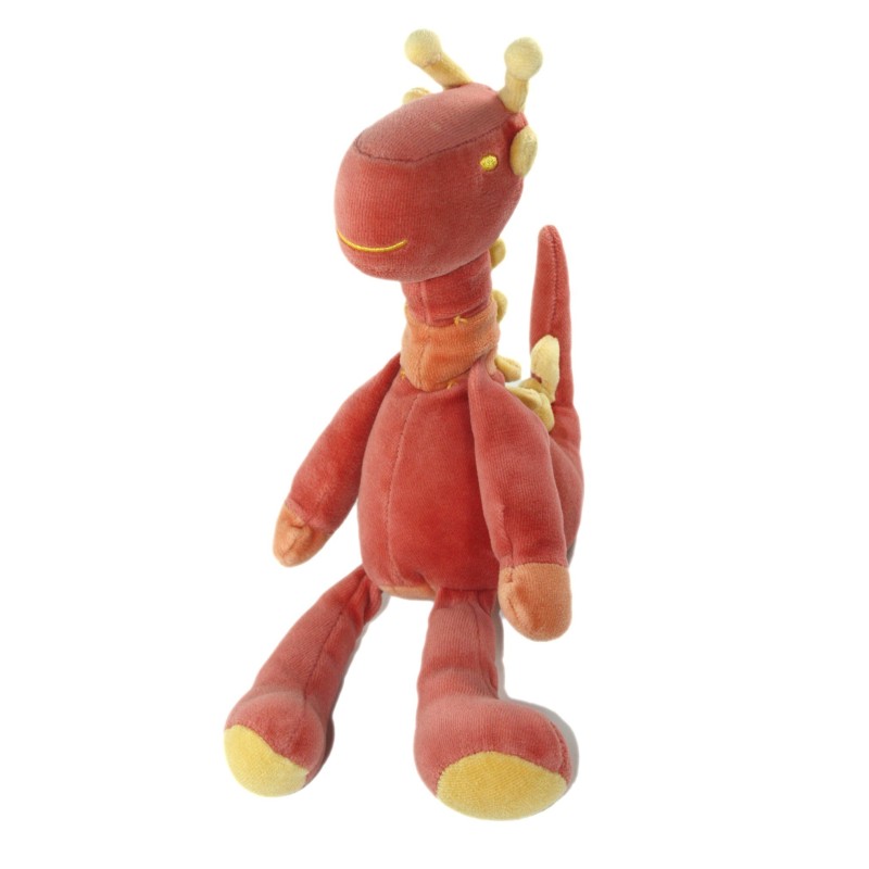 Doudou Dragon Dinosaure Girafe rouge orange Marese 30 cm (23131)