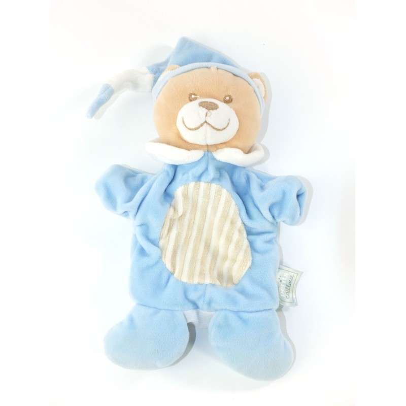 Doudou Marionnette Ours bleu beige Mes Petits Cailloux (23636)