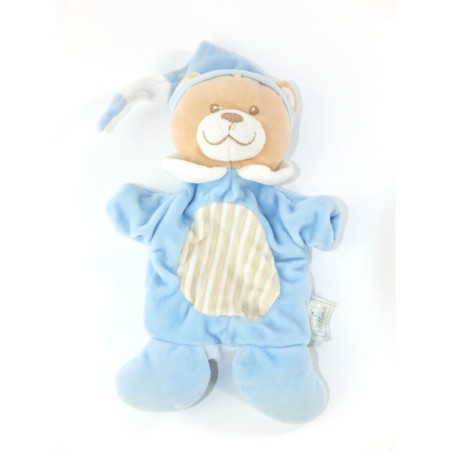 Doudou Marionnette Ours bleu beige Mes Petits Cailloux (23636)