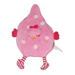 Doudou plat poule Oiseau rose Natalys (23441)