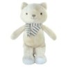 Peluche Doudou chat beige echarpe rayures marron blanc 28 cm SERGENT MAJOR (23374)