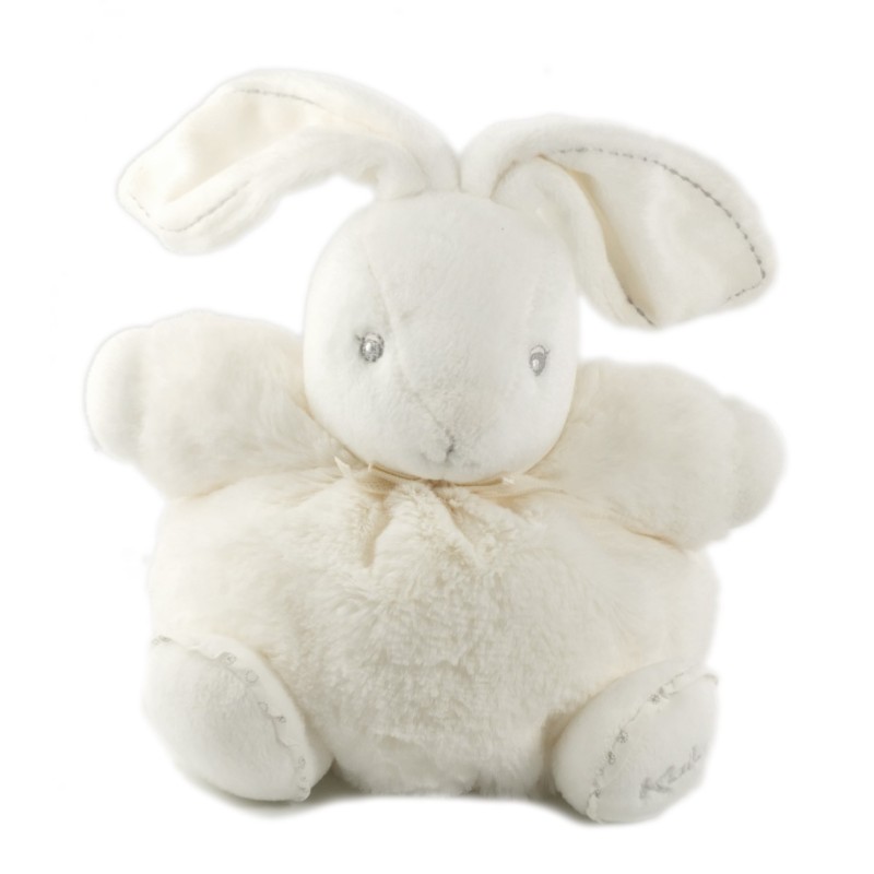 Peluche doudou Ptit lapin Kaloo Perle crème 18 cm noeud rose (19207)