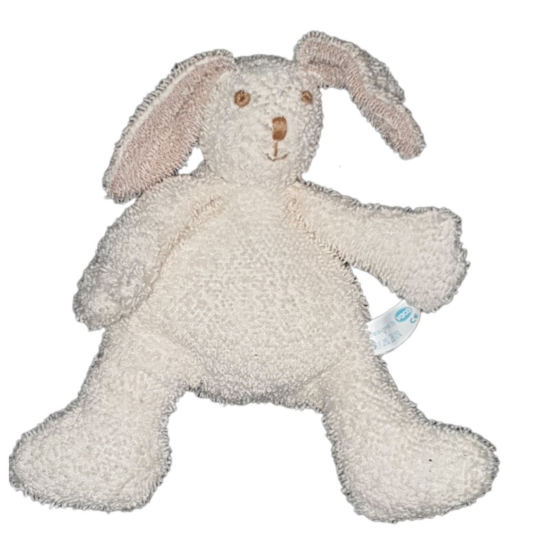 Doudou Lapin blanc beige 22 cm Vaco  (23577)