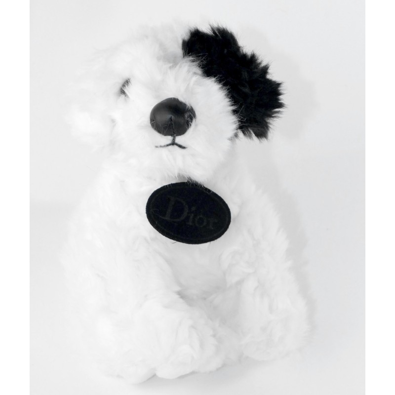 Doudou Peluche chien blanc noir Baby Dior 20 cm (23524)