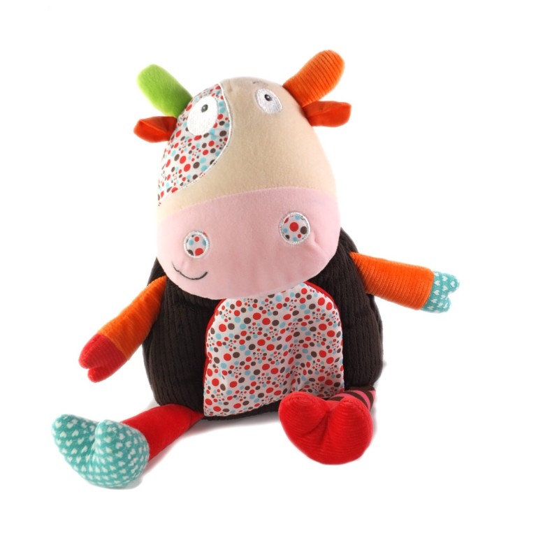 Peluche doudou d activite vache Ebulobo 38 cm (21115)