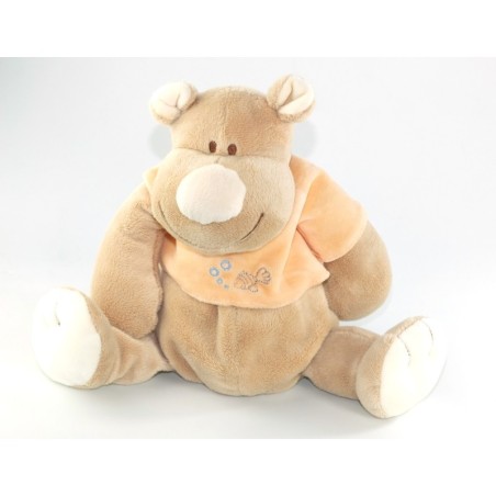 Peluche doudou ours beige pull rose Jollybaby 35 cm poisson bulles (20981)