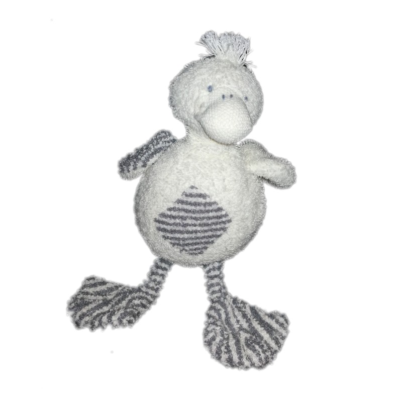 Peluche doudou Canard blanc gris Happy Horse 25 cm (21090)