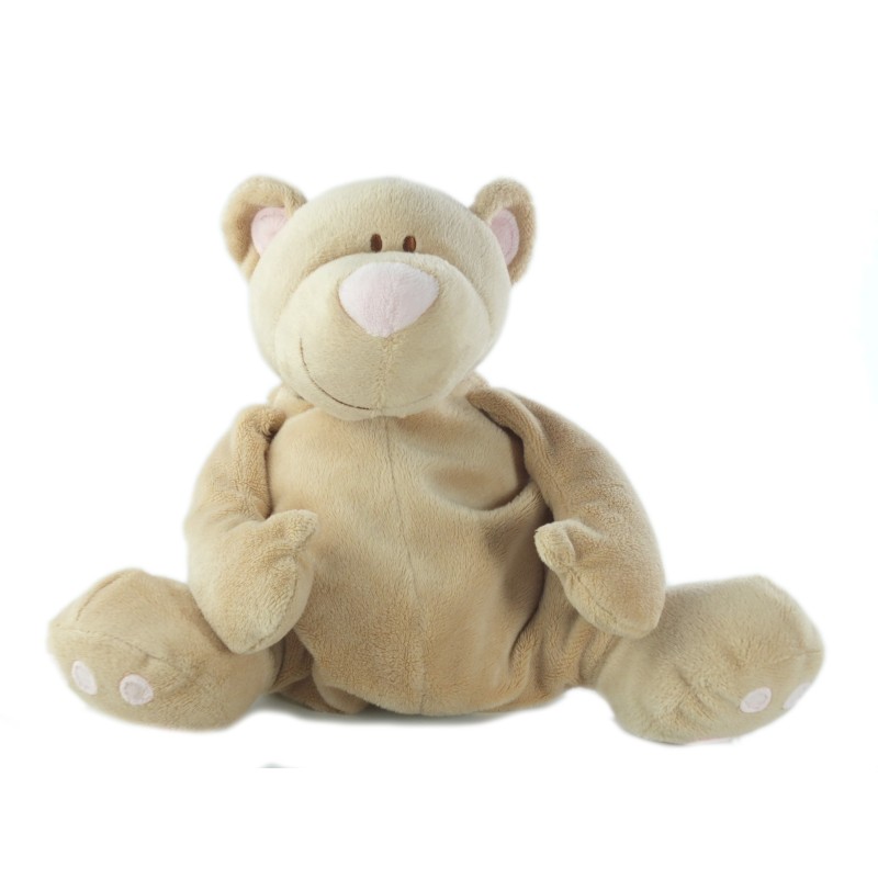 Peluche doudou Ours beige rose Jollybaby 30 cm (20976)