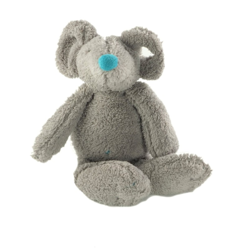 Peluche doudou souris grise bleue turquoise 26 cm Happy Horse (21523)