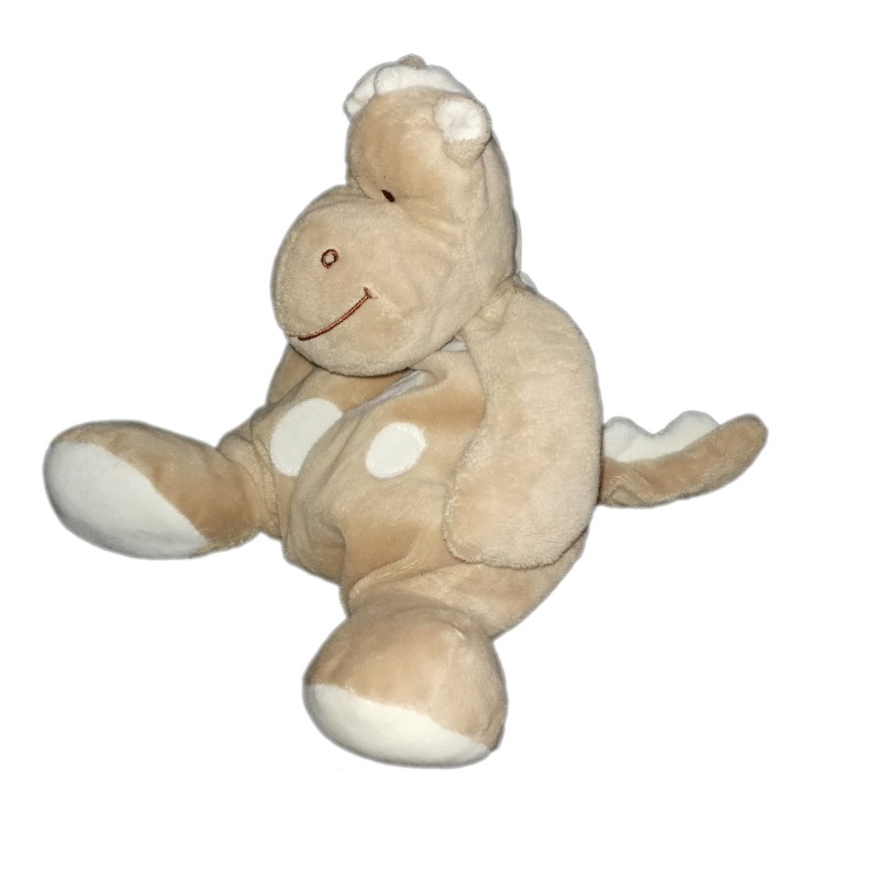 Doudou peluche dragon dinosaure beige blanc Jollybaby 30 cm (21430)