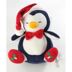 Doudou Pingouin bleu SGMJ Sergent Major Bonnet Noeud Papillon rouge 20 cm (20354)