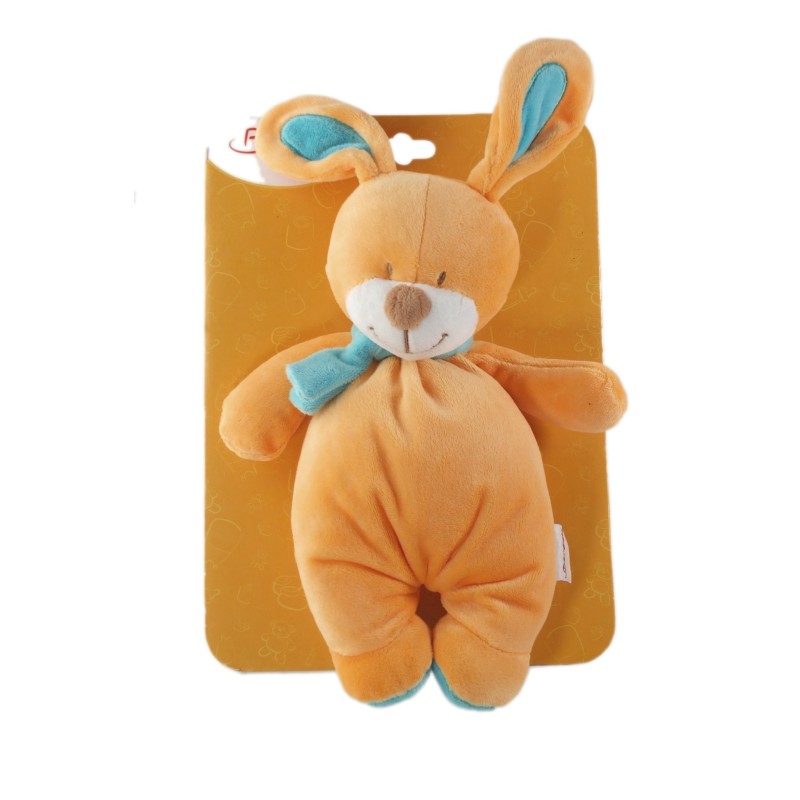 Peluche doudou Lapin orange Bengy echarpe bleue 35 cm (20949)