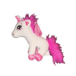 Barrado - Peluche doudou Licorne blanche rose assis 24 cm (22350)