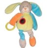 Peluche doudou Lapin orange bleu vert U Tout Petits 28 cm (22578)