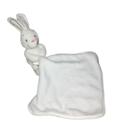 Doudou lapin blanc Mouchoir Auchan Baby (22374)
