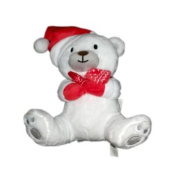 Peluche doudou Ours blanc SGMJ Sergent Major Bonnet Echarpe Noel Grelot 20 cm (21649)