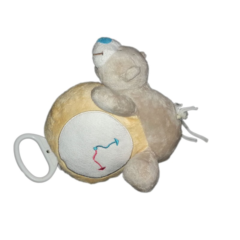 Doudou Peluche Musicale Ours beige orange Horloge BENGY Amtoys 2006 (21735)