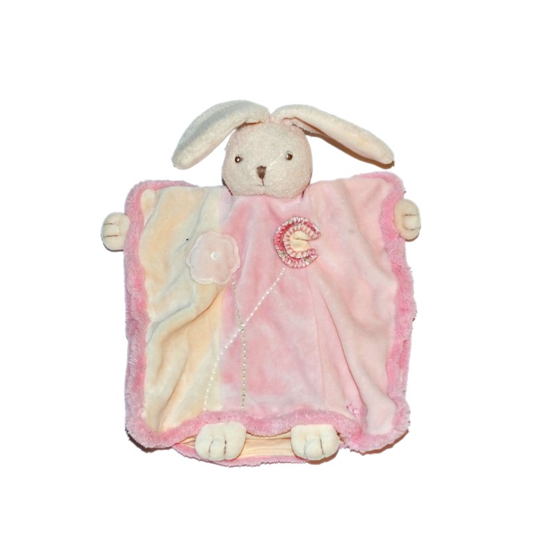 Doudou Marionnette Lapin Kaloo Lilirose Fleur rose saumon (26848)