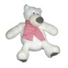 Peluche doudou Ours polaire blanc Echarpe rouge rayee LBP Magnet 25 cm (21906)