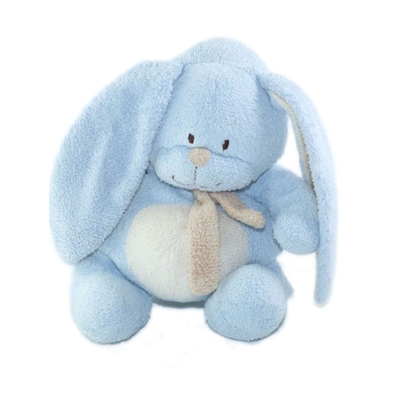 BABY CLUB Doudou Lapin bleu beige Echarpe 18 cm (26024)