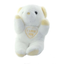 Peluche Ours blanc jaune I love You 23 cm (26027)