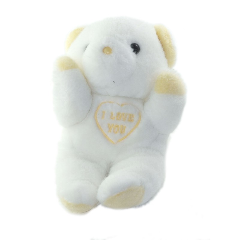 Peluche Ours blanc jaune I love You 23 cm (26027)