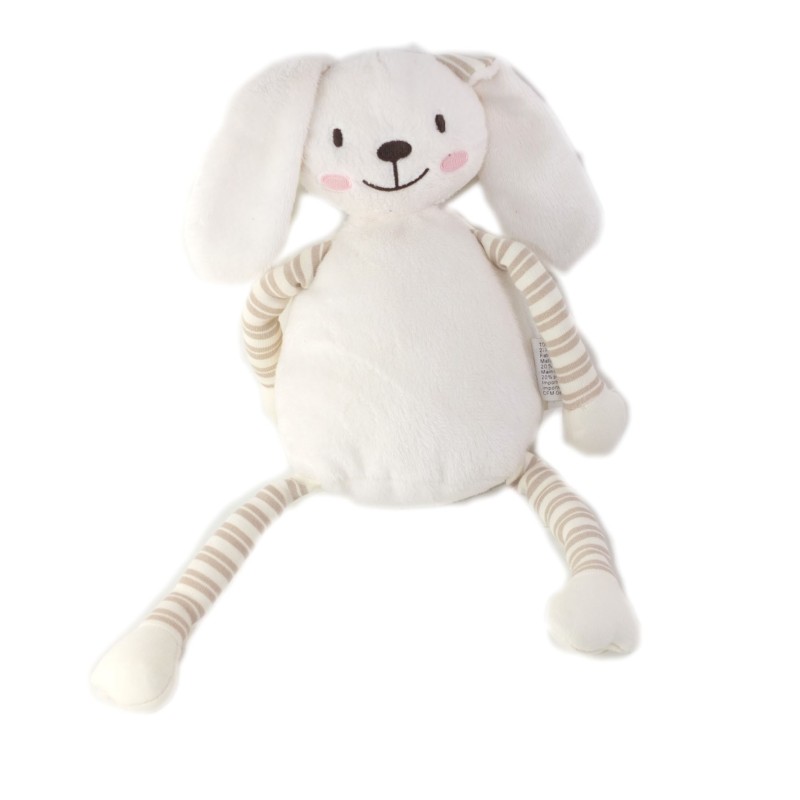 Peluche doudou Lapin blanc rayures Tout Compte Fait TCF 28 cm (26071)