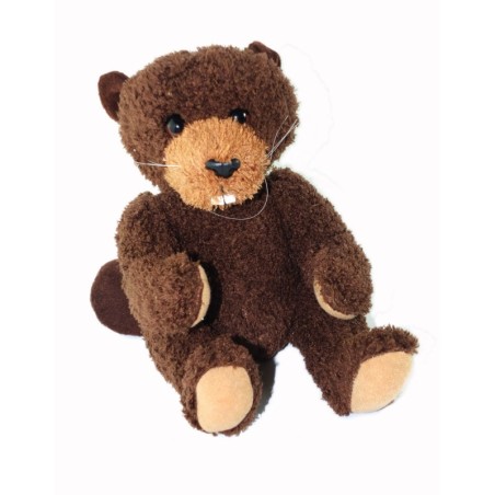 Peluche doudou Castor marron brun 26 cm moustaches (25724)