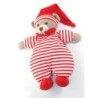 NICO DINGO Doudou peluche ours blanc rouge rayures 28 cm (25719)
