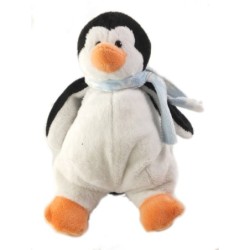 LASCAR Doudou Pingouin blanc noir Echarpe bleue 18 cm (25782)