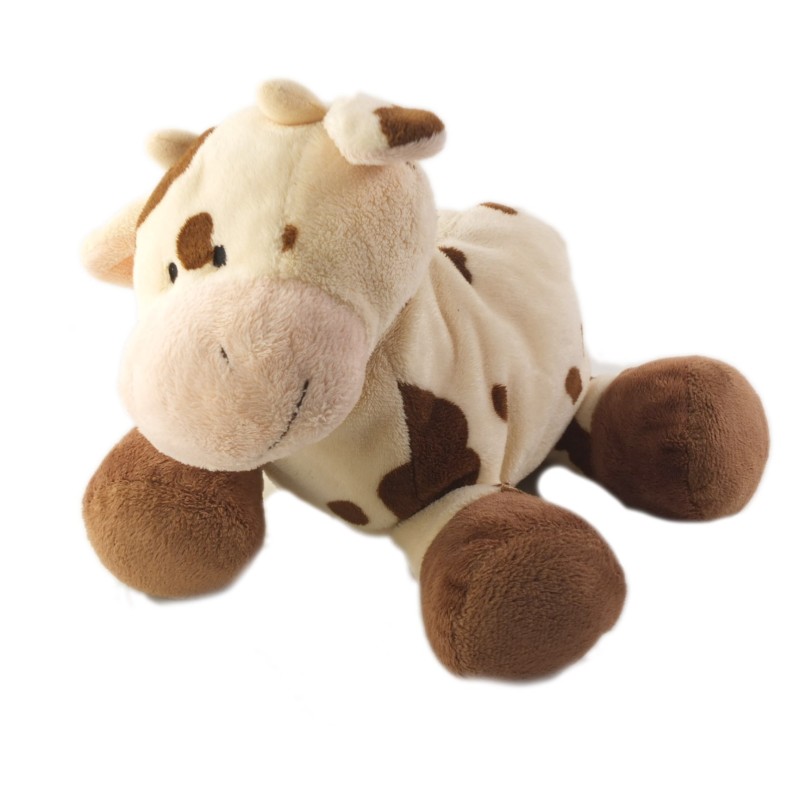 LASCAR Peluche doudou vache beige marron 22 cm (25787)