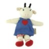 LATITUDE Doudou Vache girafe blanche robe bleue coeur rouge 30 cm (26443)