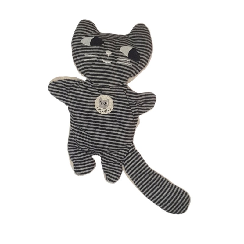 Doudou chat gris blanc rayures Catimin 23 cm (26466)