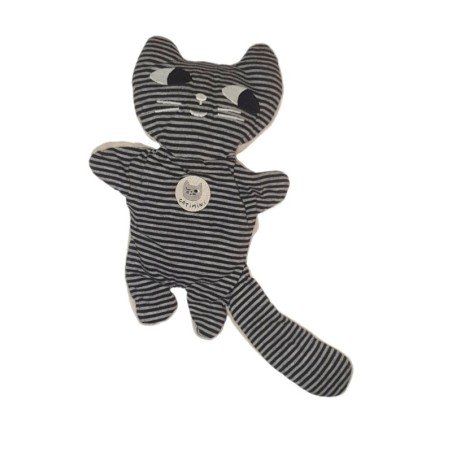 Doudou chat gris blanc rayures Catimin 23 cm (26466)
