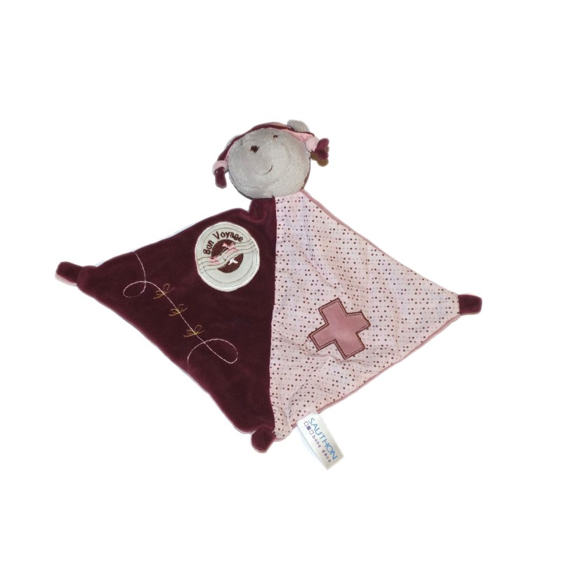 Doudou plat ours Ophélie Aviateur Sauthon Baby Déco Bon voyage (26638)
