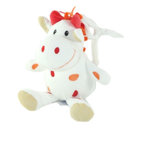 Peluche Doudou Girafe musicale blanc orange rouge 25 cm AUBERT P Tit Bisou (26195)