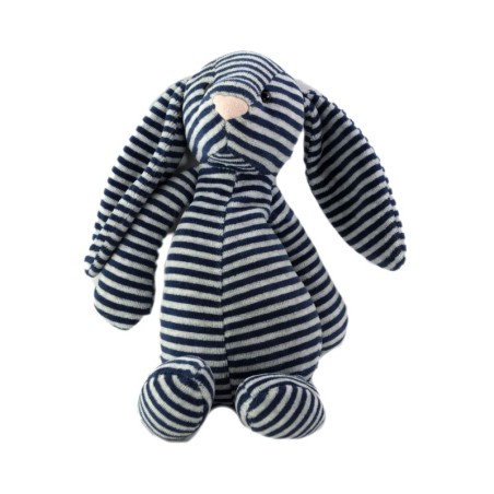 Doudou Lapin gris bleu rayures 28 cm Jellycat (26314)