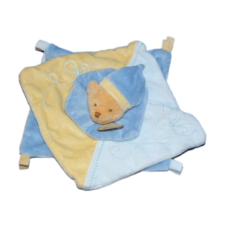 Baby Nat Doudou plat Ours bleu jaune (16670)