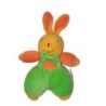Peluche doudou Lapin jaune orange vert Vulli 25 cm Grelot (24564)